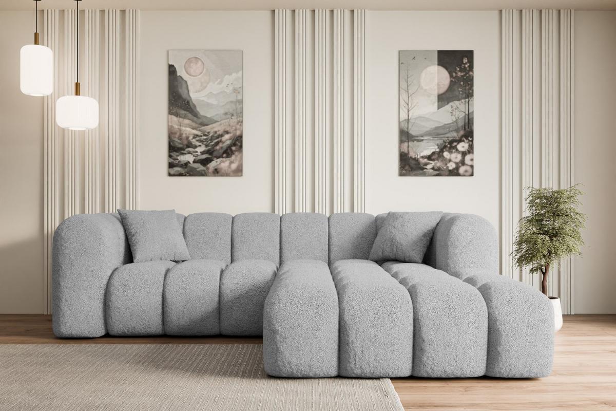 ECKSOFA Ottomane Rechts OLEA-L1 - 231x173x74 cm Hellgrau - Hellgrau/Schwarz, Holzwerkstoff/Kunststoff (231/173cm) - ALTDECOR