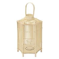BAMBUS LATERNE H: 60 cm Holzfarbe Boho Stil - Naturfarben, Holz (30/60/30cm)