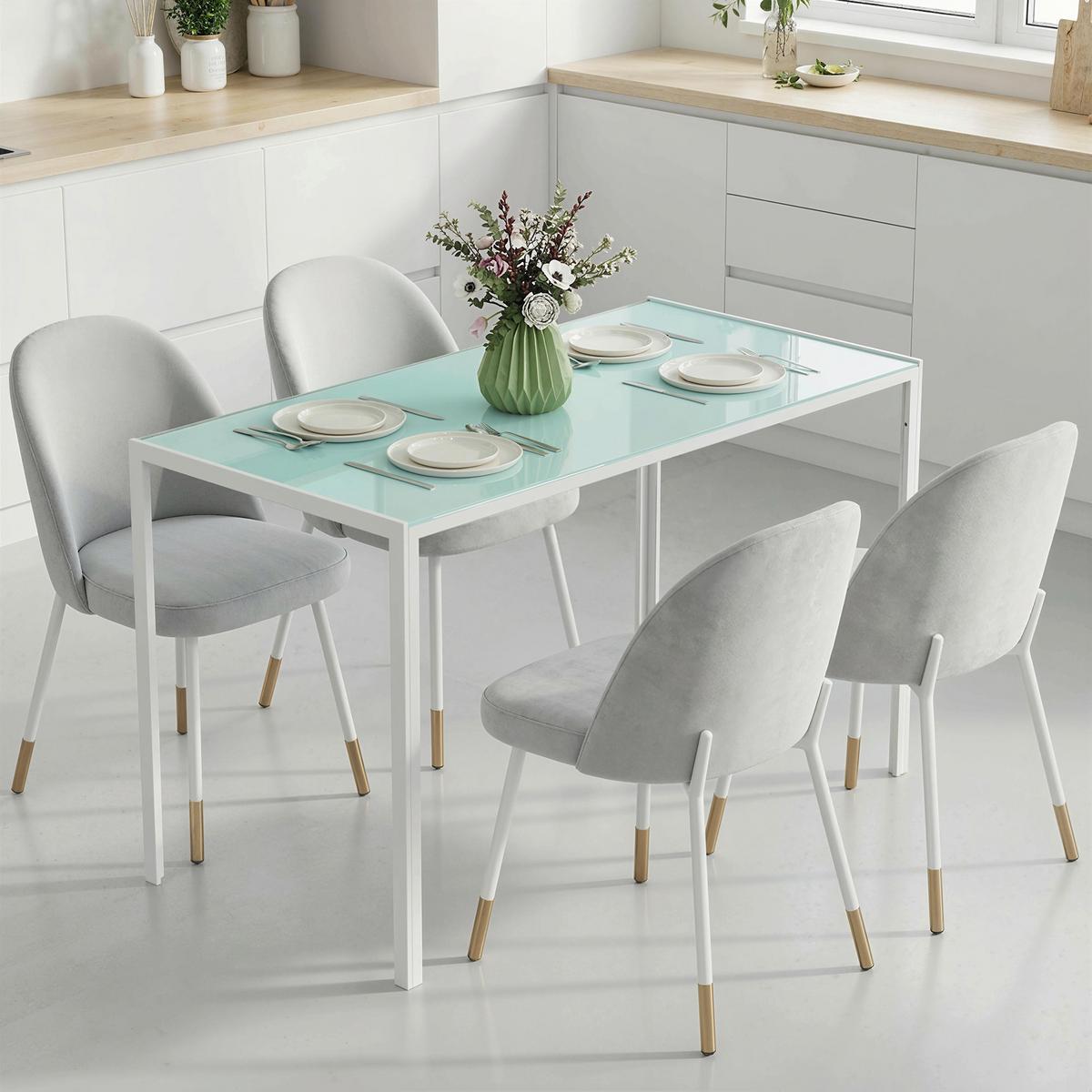 ESSTISCH Küchentisch für 4 Personen, Esszimmertisch für Küche Metall, Weiß - Weiß, Metall (120/60/75cm) - HOMCOM