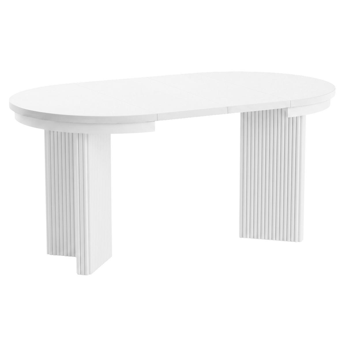 ESSTISCH Prestige runder Design-Tisch, ausziehbar Ø 100–180 cm, Weiß+Weiß - Weiß, Metall (100/100/77cm) - Beautysofa