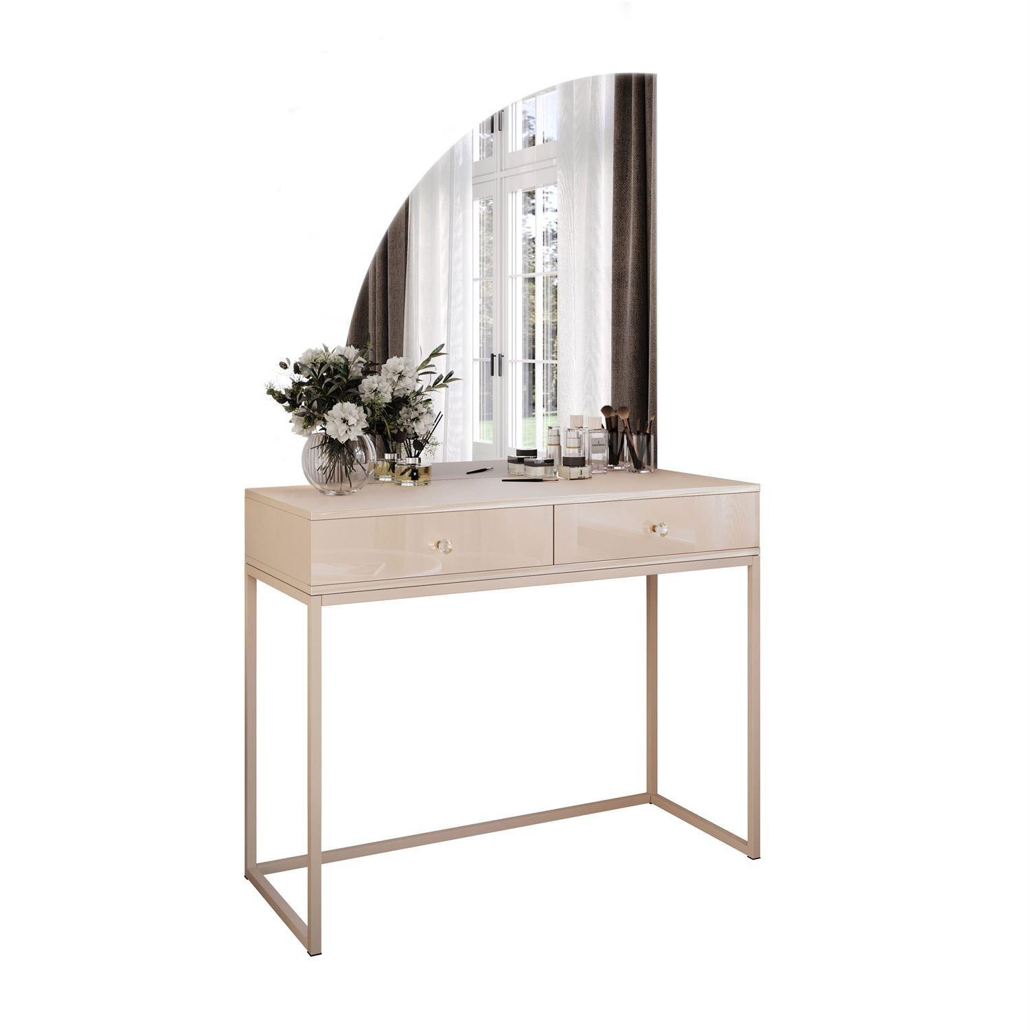 SCHMINKTISCH QUINNIE KASCHMIR mit LED-Spiegel links Griff Kristall - Kaschmir, Holzwerkstoff (100/175/42cm) - Lookway