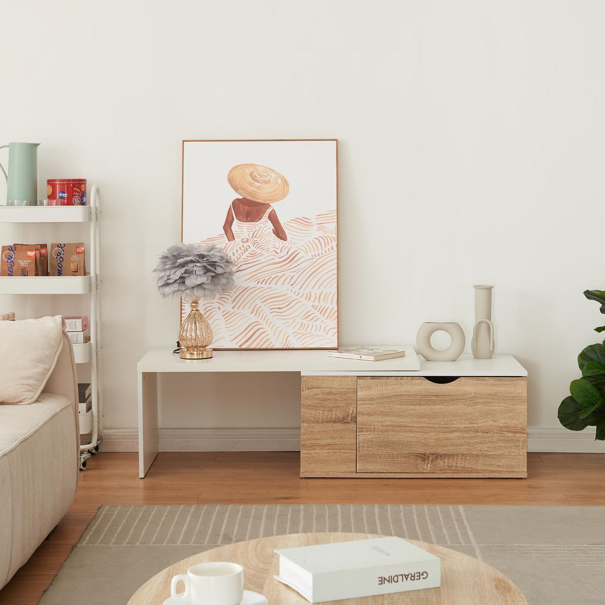 BEISTELLTISCH Österåker - Braun/Weiß, Holzwerkstoff (47.5/100/40cm) - [en.casa]