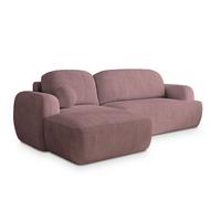 ECKSOFA MODENZA P L-S Lila Kordstoff mit Schlaffunktion - Lila/Schwarz, Holz/Kunststoff (266/148cm) - MASSENO
