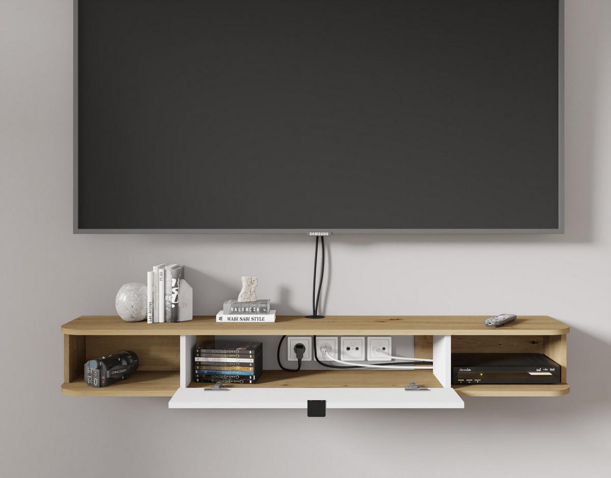 TV LOWBOARD Artisan Eiche, Weiß 156/20/29 - Weiß, Holzwerkstoff (156/20/29cm) - RAUMHIRSCH FURNITURE