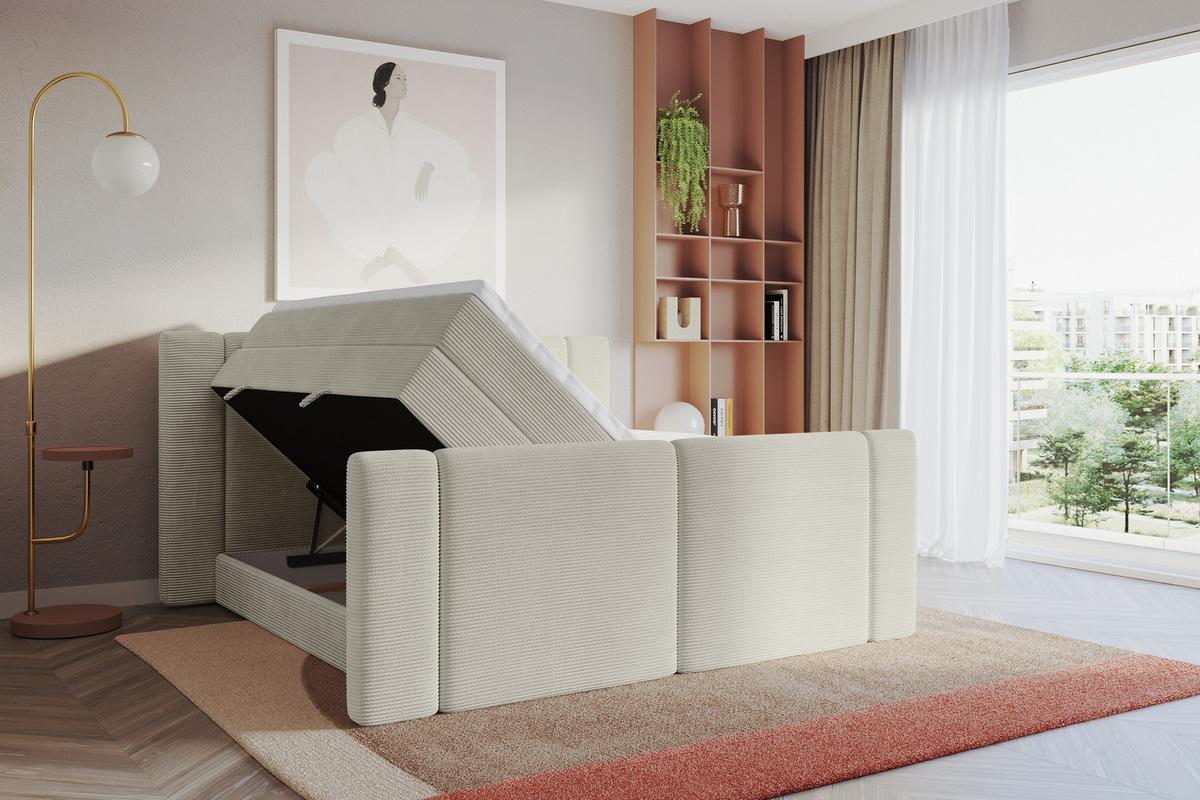 BOXSPRINGBETT mit Matratze H3/H4 - EVON KING Zanozek - 180x200 cm Creme - Creme, Holzwerkstoff (180/200cm) - ALTDECOR