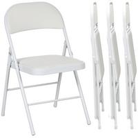 KLAPPSTUHL Klappbar Campingstuhl mit Gepolsteter Rückenlehne für Gäste, Weiß - Weiß, Metall (45/78/46cm) - HOMCOM