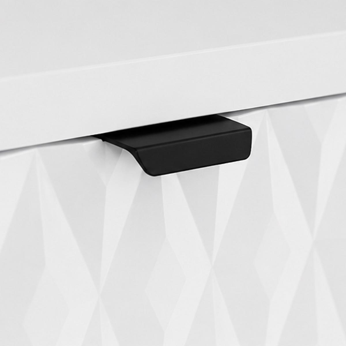 LOWBOARD Montreal mit 2 Türen, 1 Schublade und offenem Fach, dekorative 3D-Fronten, Weiß - Schwarz/Weiß, Holzwerkstoff/Metall (150/47/40cm) - Beautysofa