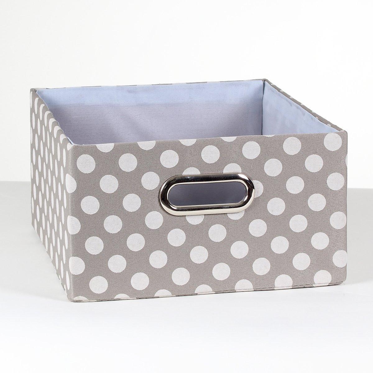 STOFFSCHUBLADE grau mit weißen Punkten - 30/27/15 cm - Grau, Textil (27/15/30cm) - Calicosy