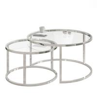 COUCHTISCH CIRI CHROME 2-in-1 mit Glasplatte - Silberfarben, Glas (70/70/47cm) - Lookway