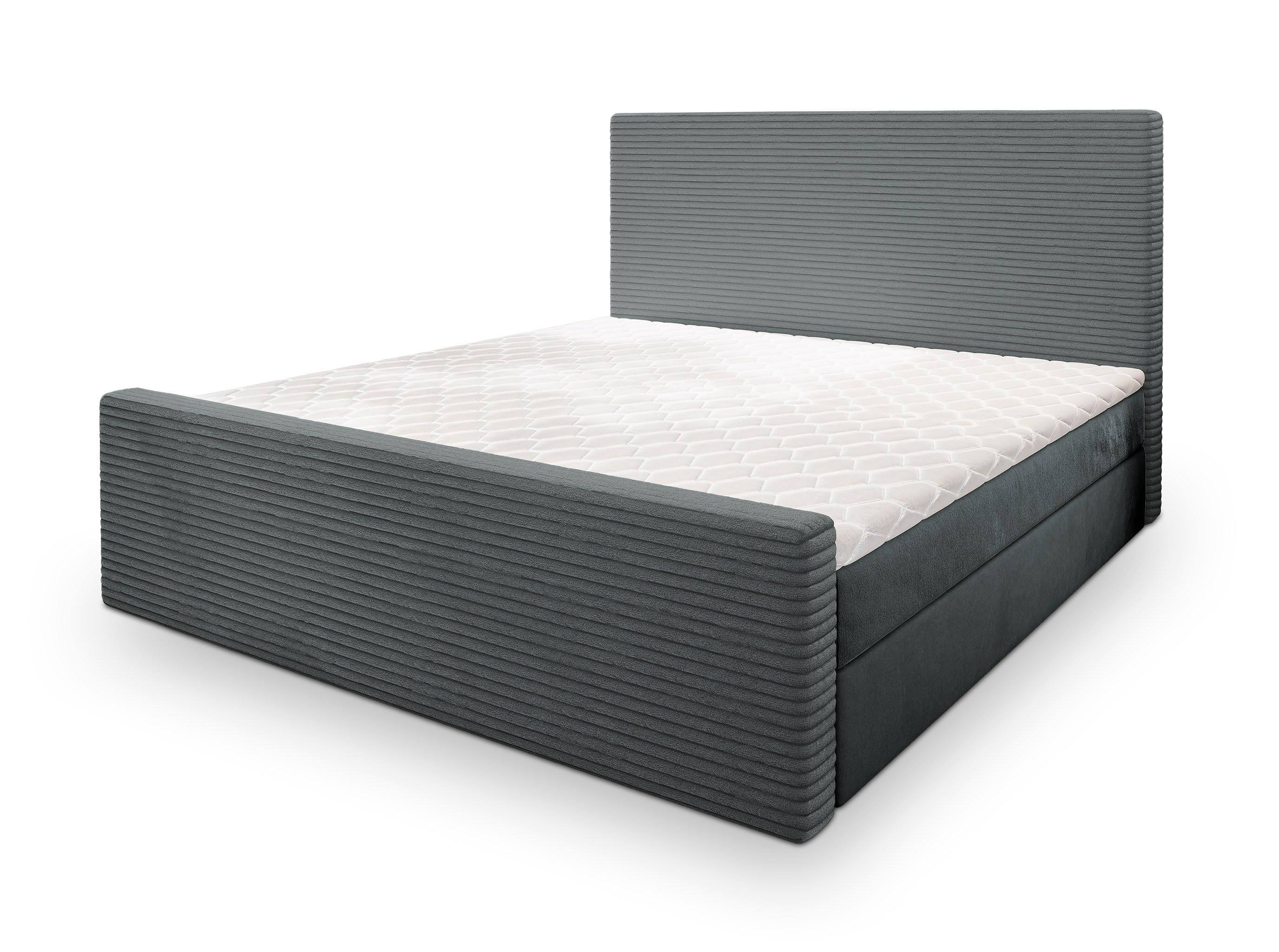 BOXBETT ALORIA 160x200 cm mit Matratze und Topper - Grau - Grau, Holz (160/200cm) - MASSENO