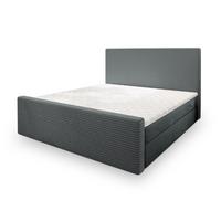 BOXBETT ALORIA 160x200 cm mit Matratze und Topper - Grau - Grau, Holz (160/200cm) - MASSENO