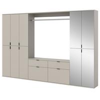 GARDEROBEN-SET Kaschmir 273 x 193 cm, Garderobenschrank mit Spiegel - Kaschmir/Schwarz, Glas/Holzwerkstoff (273/193/34cm) - Inn.Furn