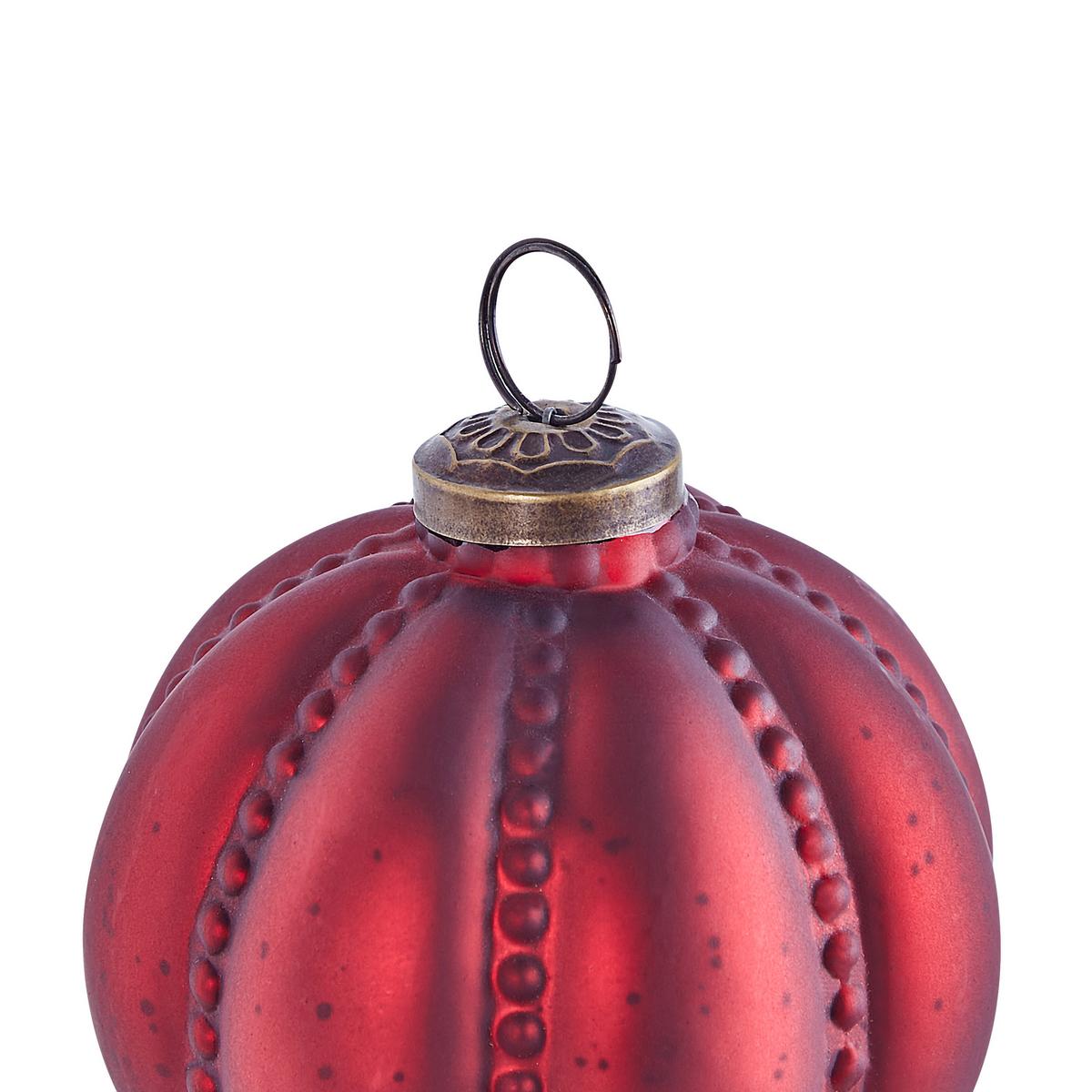WEIHNACHTSKUGEL 6er Set Glas Rot Argentin - Rot, Glas (10/14/10cm) - Beliani