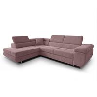 ECKSOFA L Form Konak Rosa 276/201/90 cm Links mit Schlaffunktion - Silberfarben/Rosa, Textil/Metall (203/276cm) - AX Living