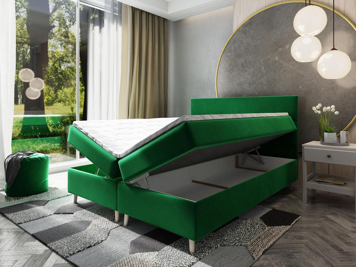 BOXBETT SANTA 180x200 cm mit Matratze und Topper - Grau - Grau, Holz (180/200cm) - MASSENO