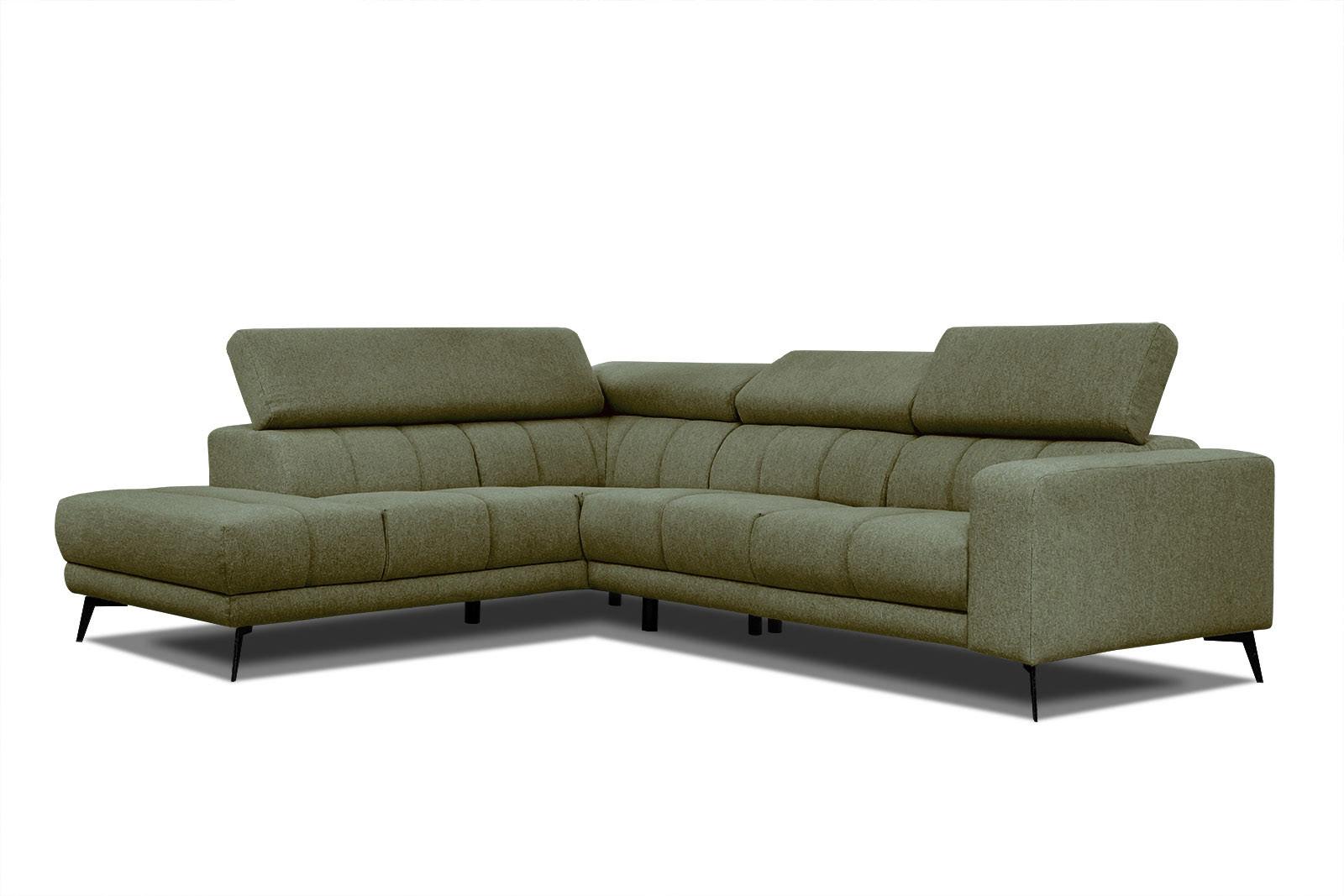 ECKSOFA MORELLO 5-Sitzer, olivgrün - Schwarz/Olivgrün, Holzwerkstoff/Textil (158/269cm) - Wozimo