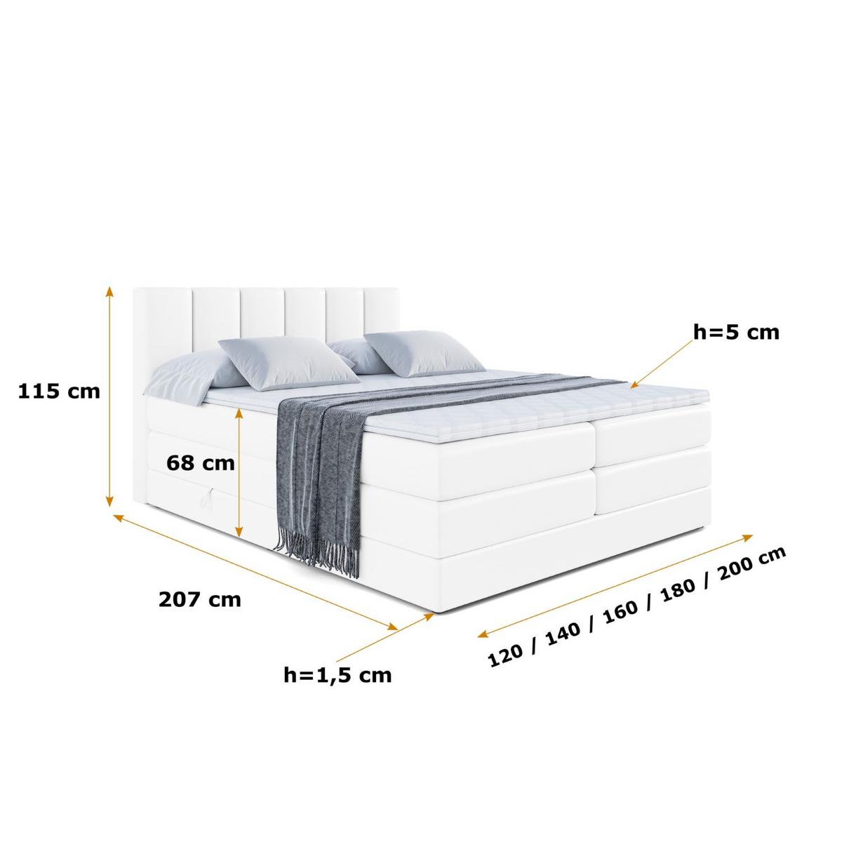 BOXSPRINGBETT BOXI1 KING - 200x200 - H3/H4 - Weiß Hochglanz - Weiß Hochglanz, Holzwerkstoff (200/200cm) - ALTDECOR