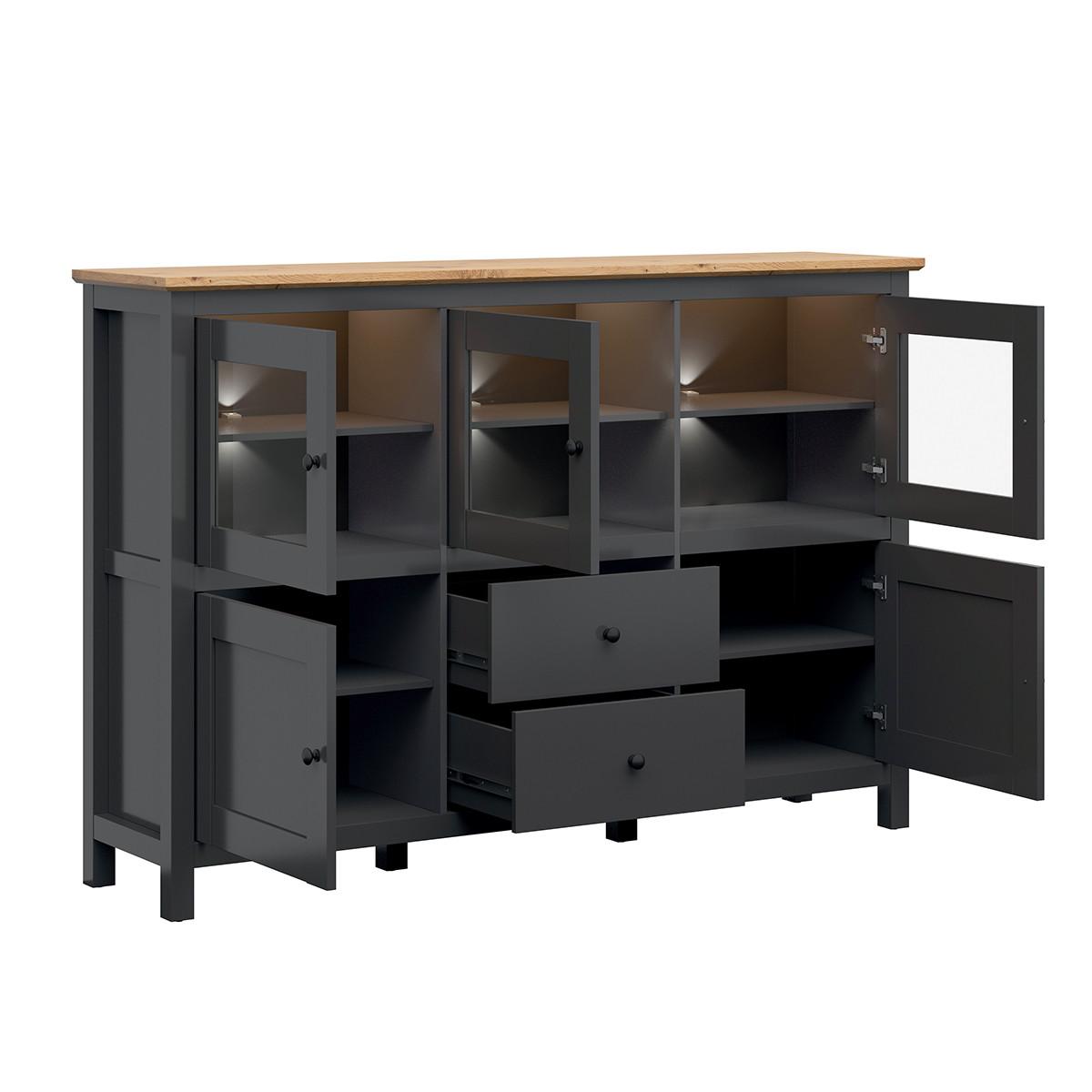 SIDEBOARD Duck Anthrazitgrau und Holz - Grau, Holzwerkstoff (186/126/44cm) - Petits-meubles