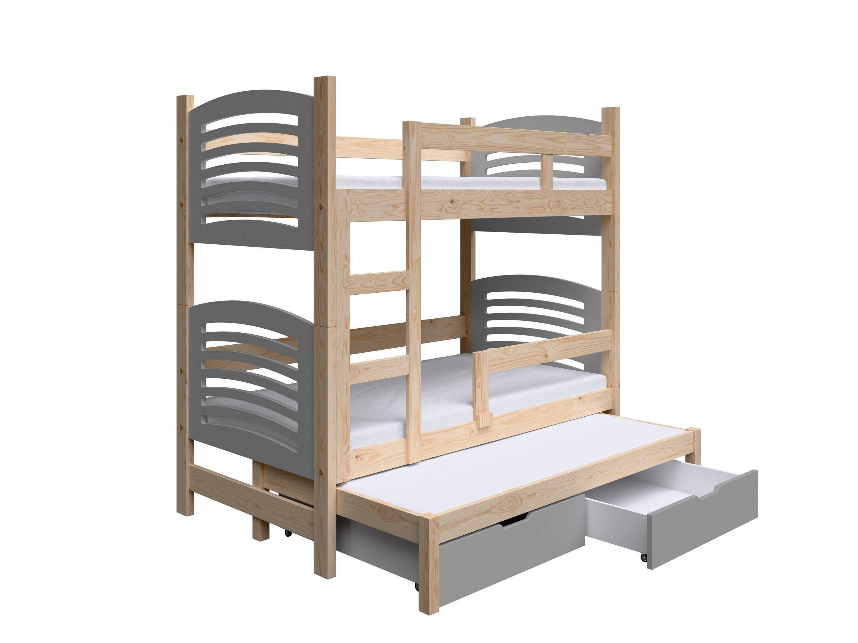 ETAGENBETT OHANA mit Bettkasten 75x180 cm Kieferfarben - Kieferfarben/Grau, Holz (75/180cm) - MASSENO