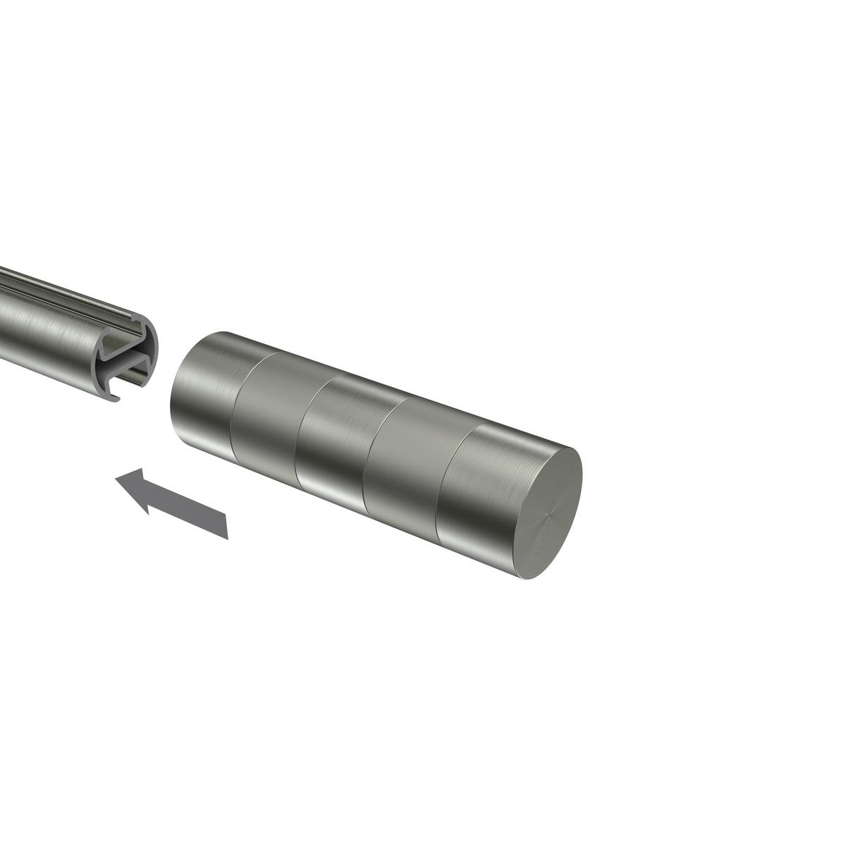 ENDSTÜCKE FÜR GARDINENSTANGEN 20 mm Ø, Mavell Edelstahl-Optik/Satin-Silber, Packung 2 Stück - Edelstahlfarben/Silberfarben, Metall (8.2/2.6/2.6cm) - INTERDECO