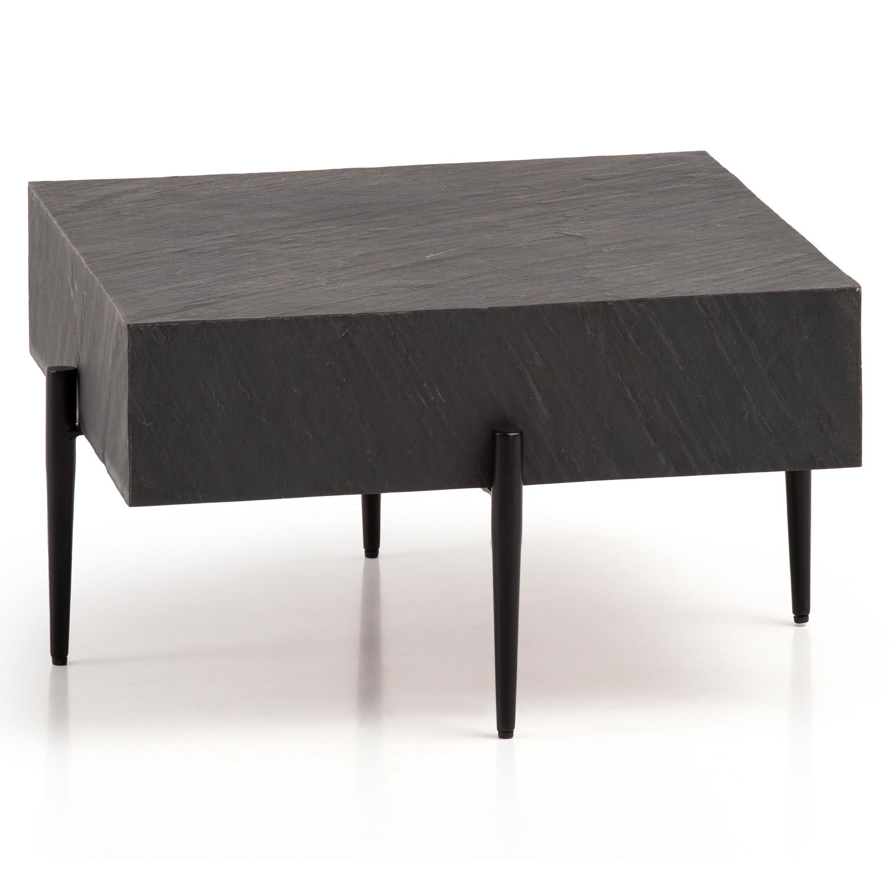 COUCHTISCH Quadratisch Anthrazit Steinoptik Metall 64x64x35 cm Modern Massiv - Schwarz/Grau, Holz/Metall (64/64/35cm) - KADIMA DESIGN