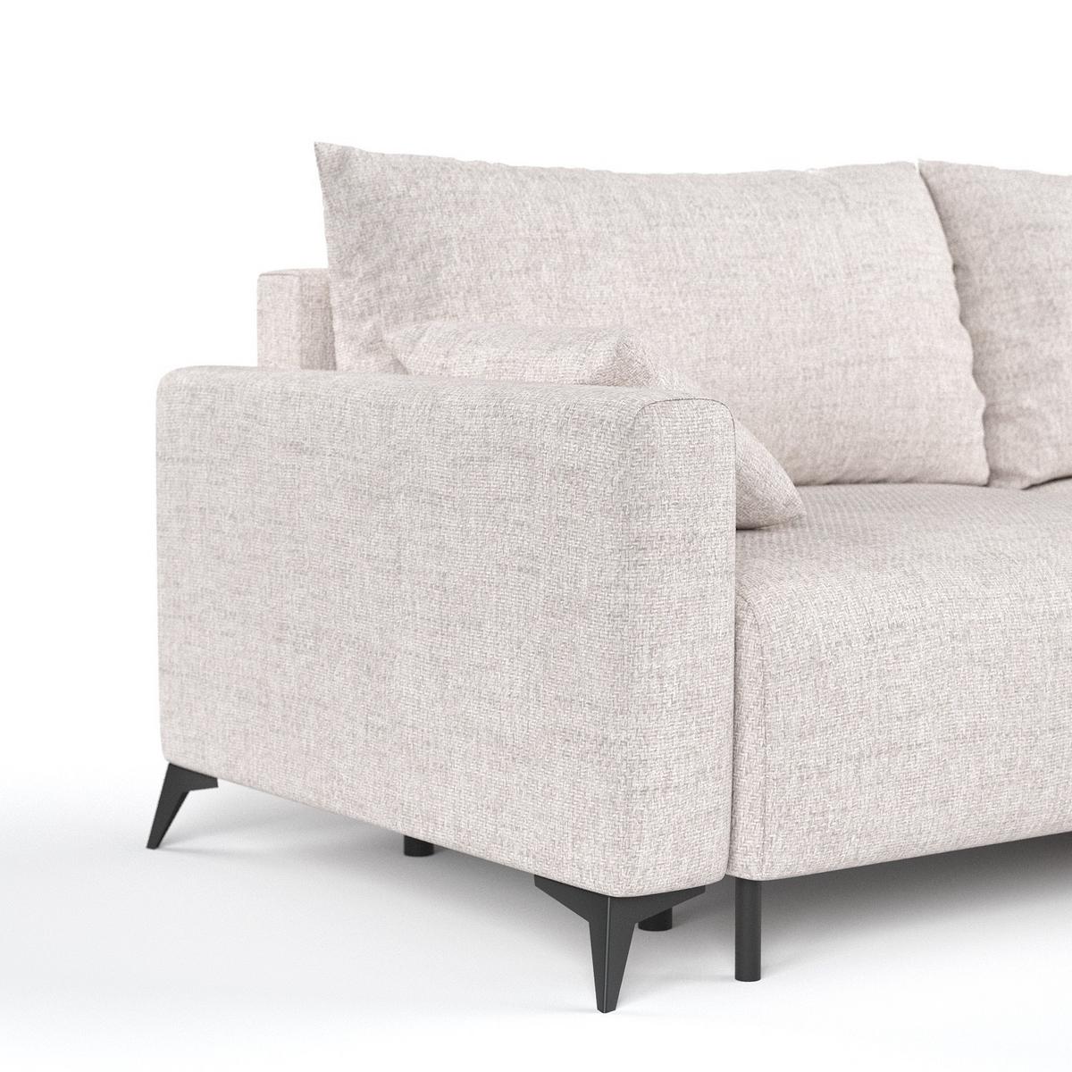 ECKSOFA NUVIO mit Schlaffunktion Hellbeige im Neve Stoff - Sandfarben/Schwarz, Holz/Holzwerkstoff (239/148cm) - AltaBeds