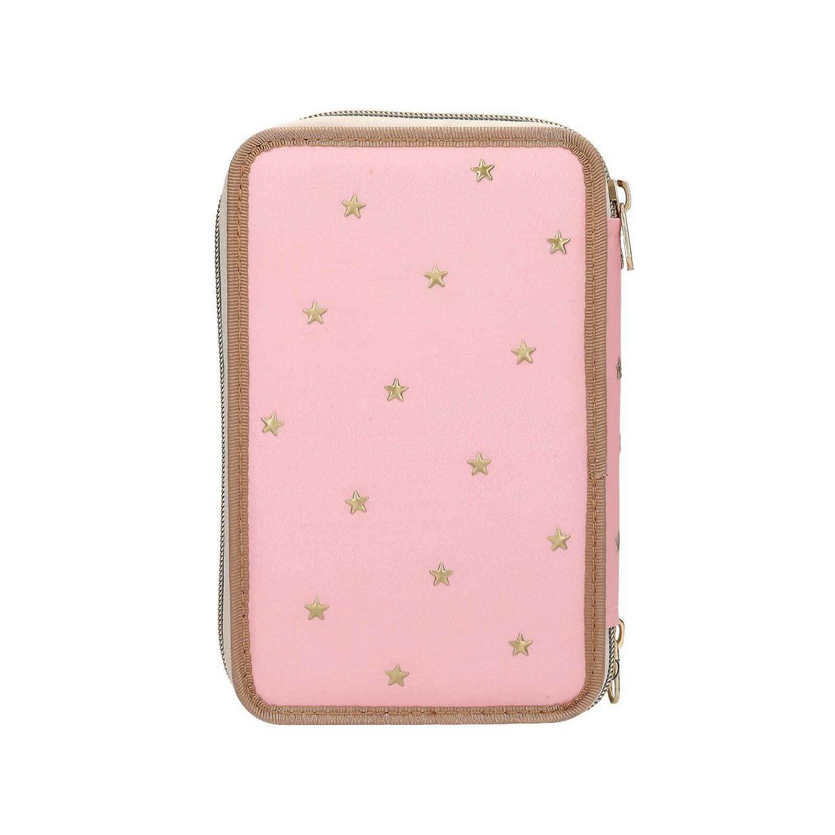3-FACH FEDERTASCHE CLASSIC INKL. STIFTE Miss Melody rosa 7,5 x 13 x 20 cm - Rosa, Kunststoff (13/20/7.5cm) - Depesche Germany