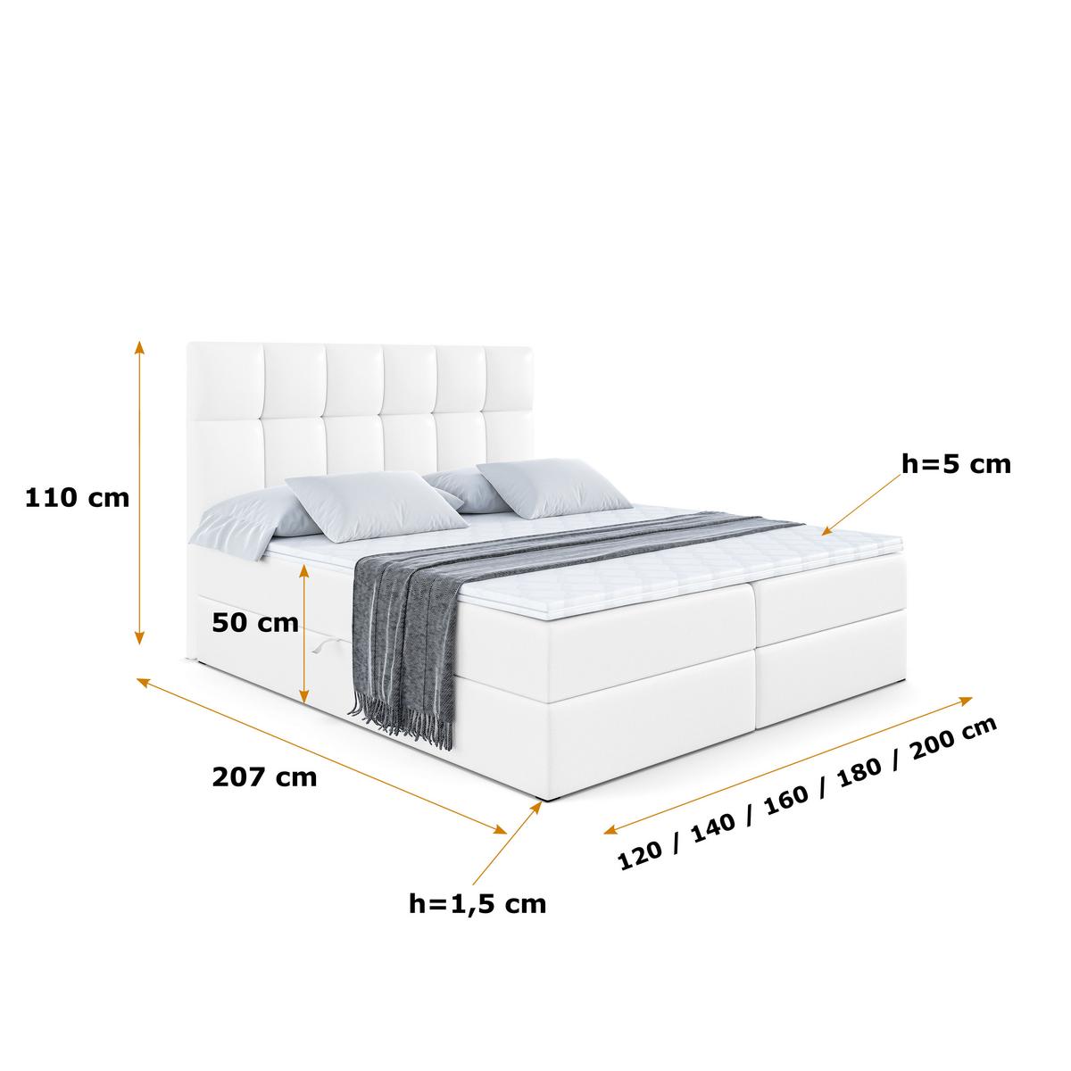 BOXBETT mit H4-Matratze und Lattenrost - RICAR - 140x200 Weiß Hochglanz - Weiß Hochglanz, Holzwerkstoff (140/200cm) - ALTDECOR