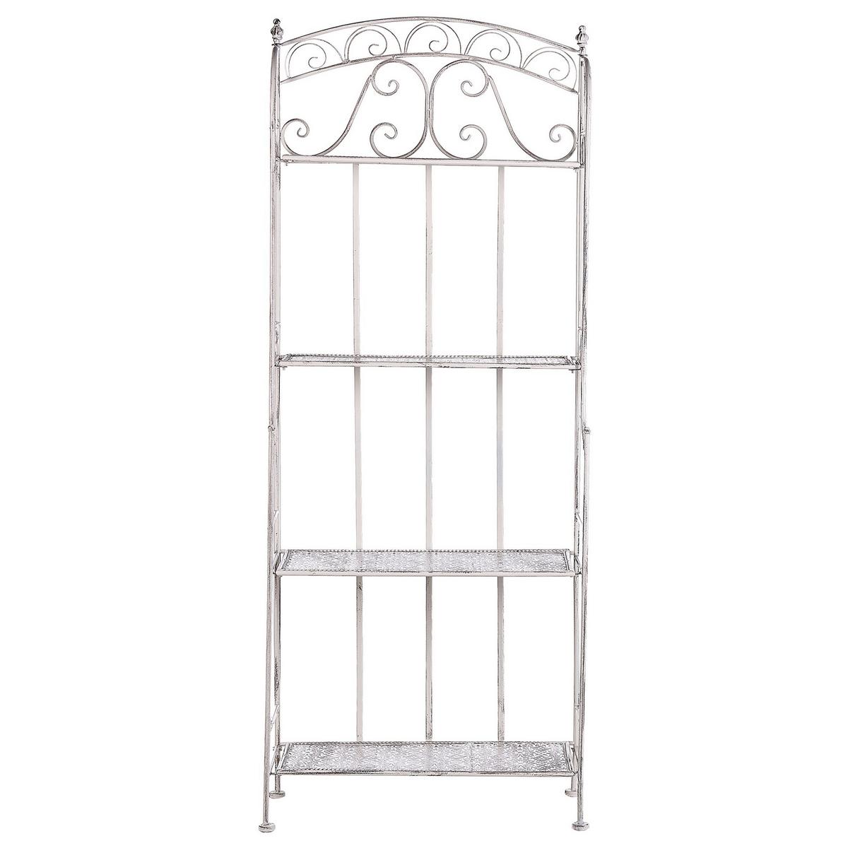 GARTENREGAL weiß Metall 4 Ablageflächen klappbar Padua - Weiß, Metall (61/156/32cm) - Beliani