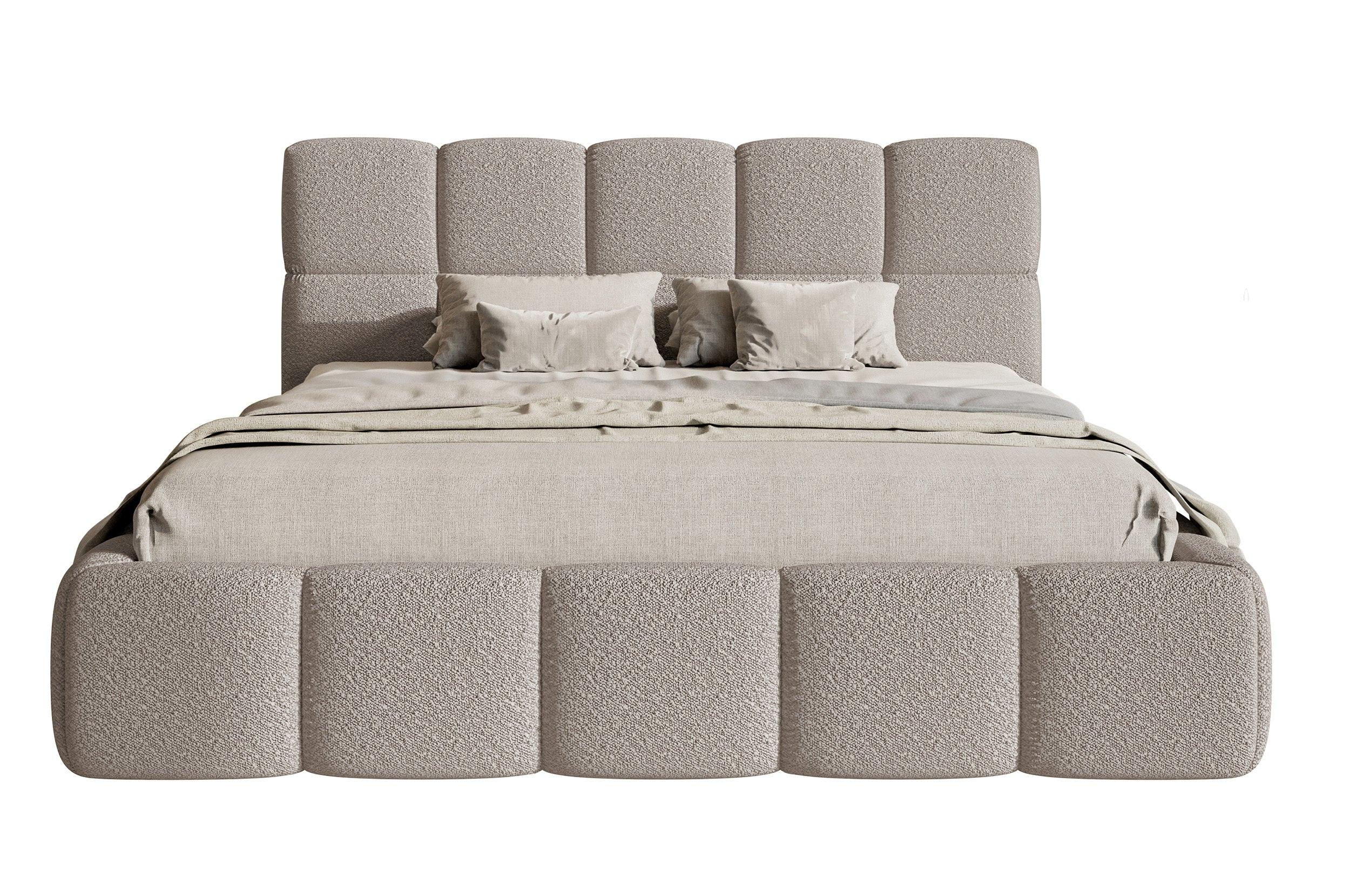 POLSTERBETT Cloudy Hellgrau Boucle 140 cm - Hellgrau/Schwarz, Textil (140/200cm) - Selsey