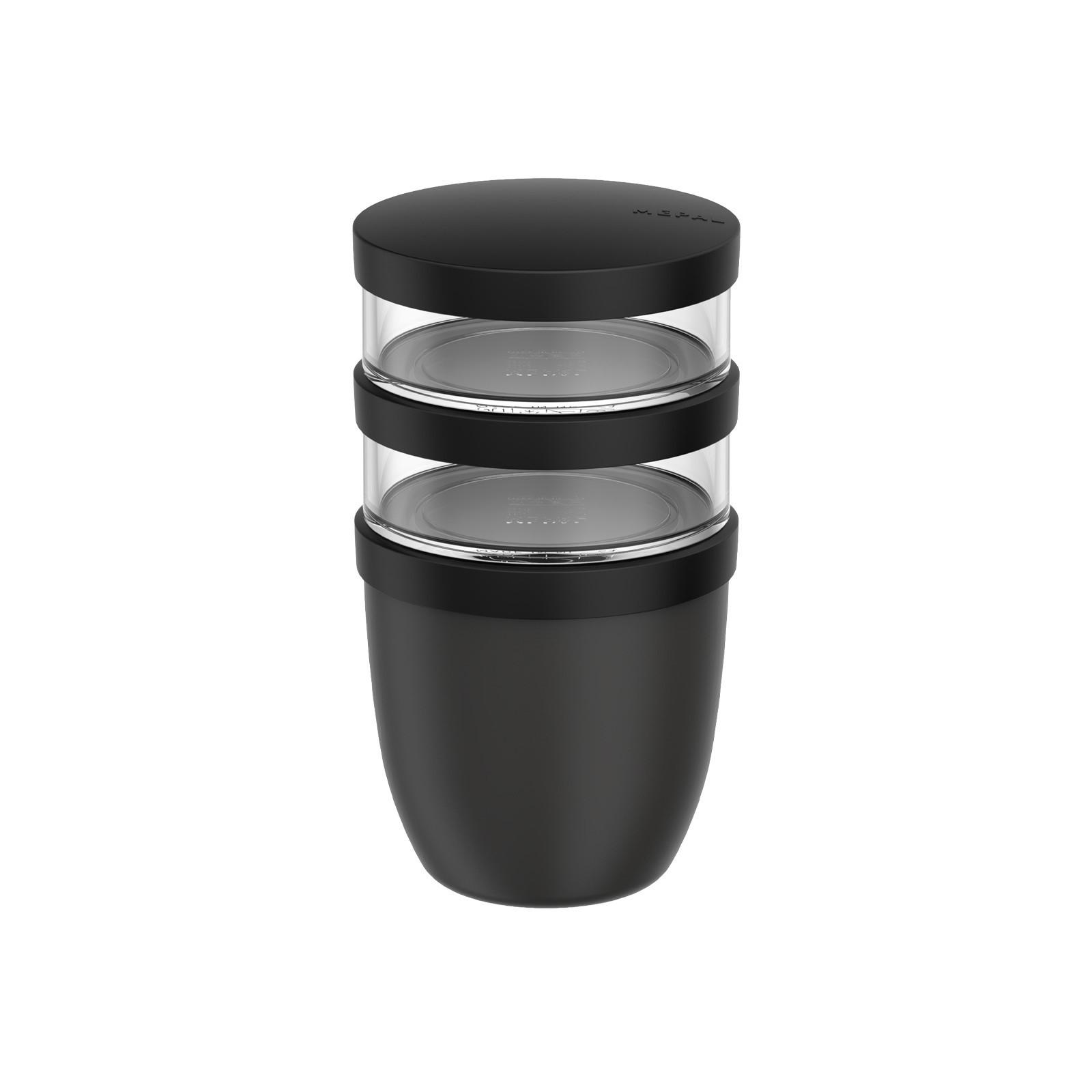 LUNCHPOT Ellipse Nordic Black 500 ml + 2x 200 ml - Schwarz, Kunststoff (10.7/20/10.7cm) - Mepal