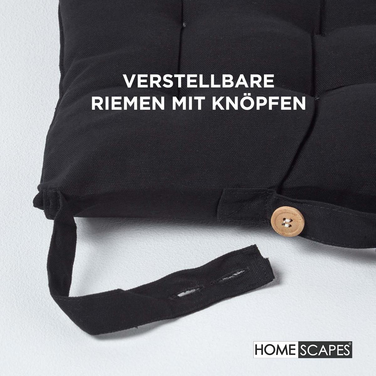 STUHLKISSEN 6er-Set schwarz 40/40/6,5 cm - Schwarz, Textil (40/40/6.5cm) - Homescapes