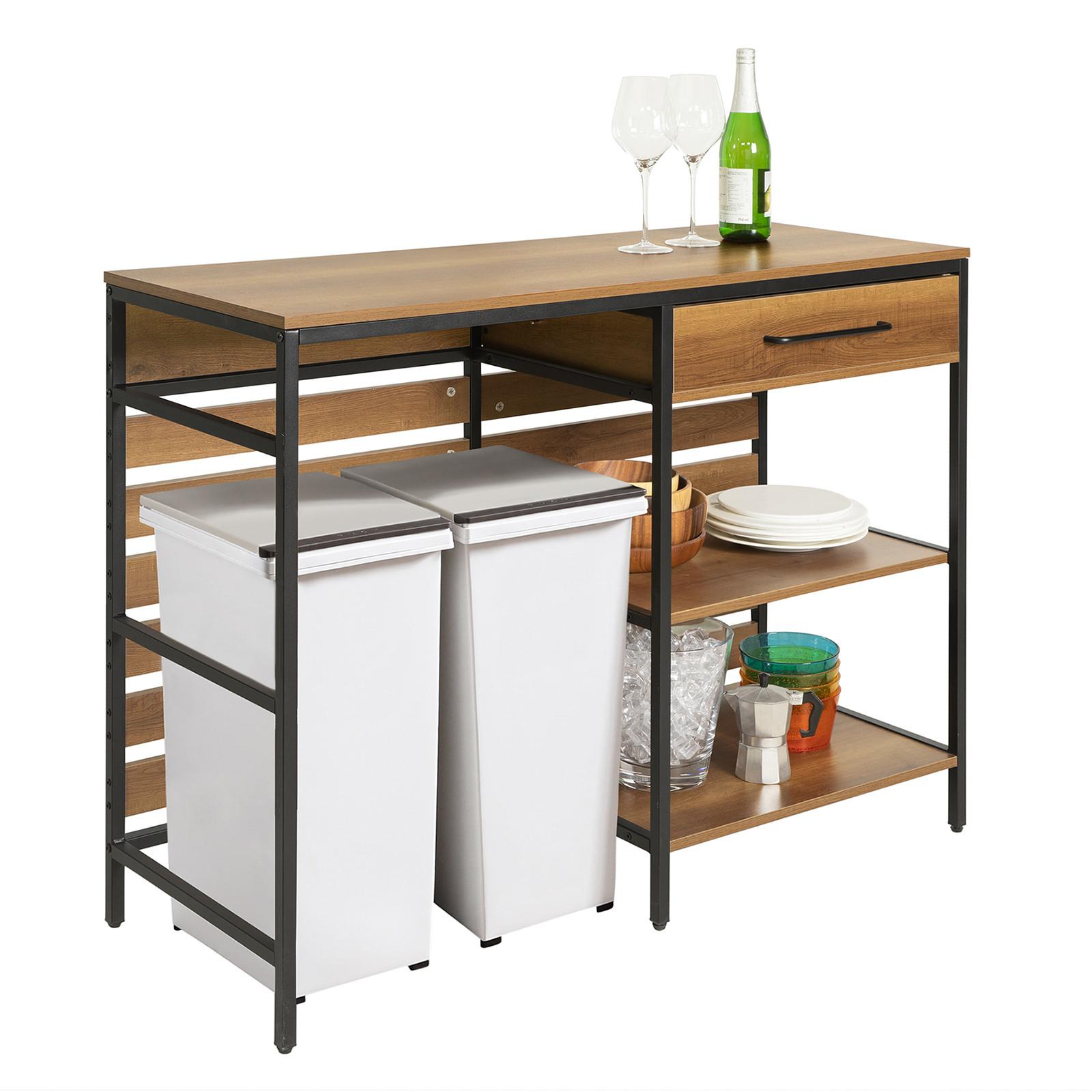 KÜCHENINSEL Vintage Braun - Schwarz/Braun, Holzwerkstoff/Metall (120/90/45cm) - SoBuy