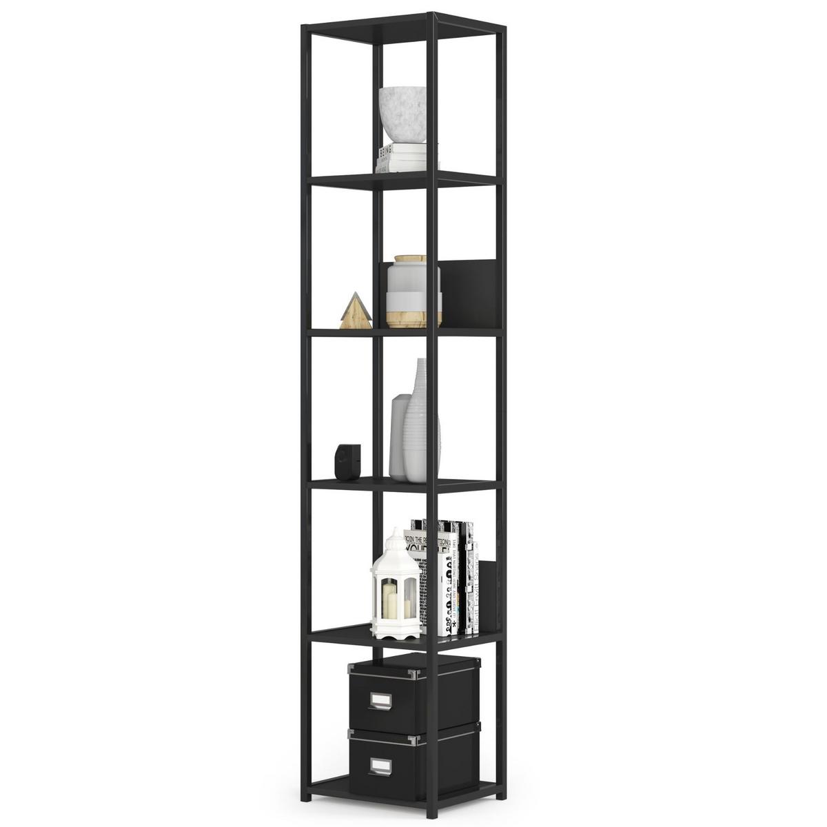 STANDREGAL Schwarz, Schwarz 192/40/32 - Schwarz, Holzwerkstoff (40/192/32cm) - RAUMHIRSCH FURNITURE