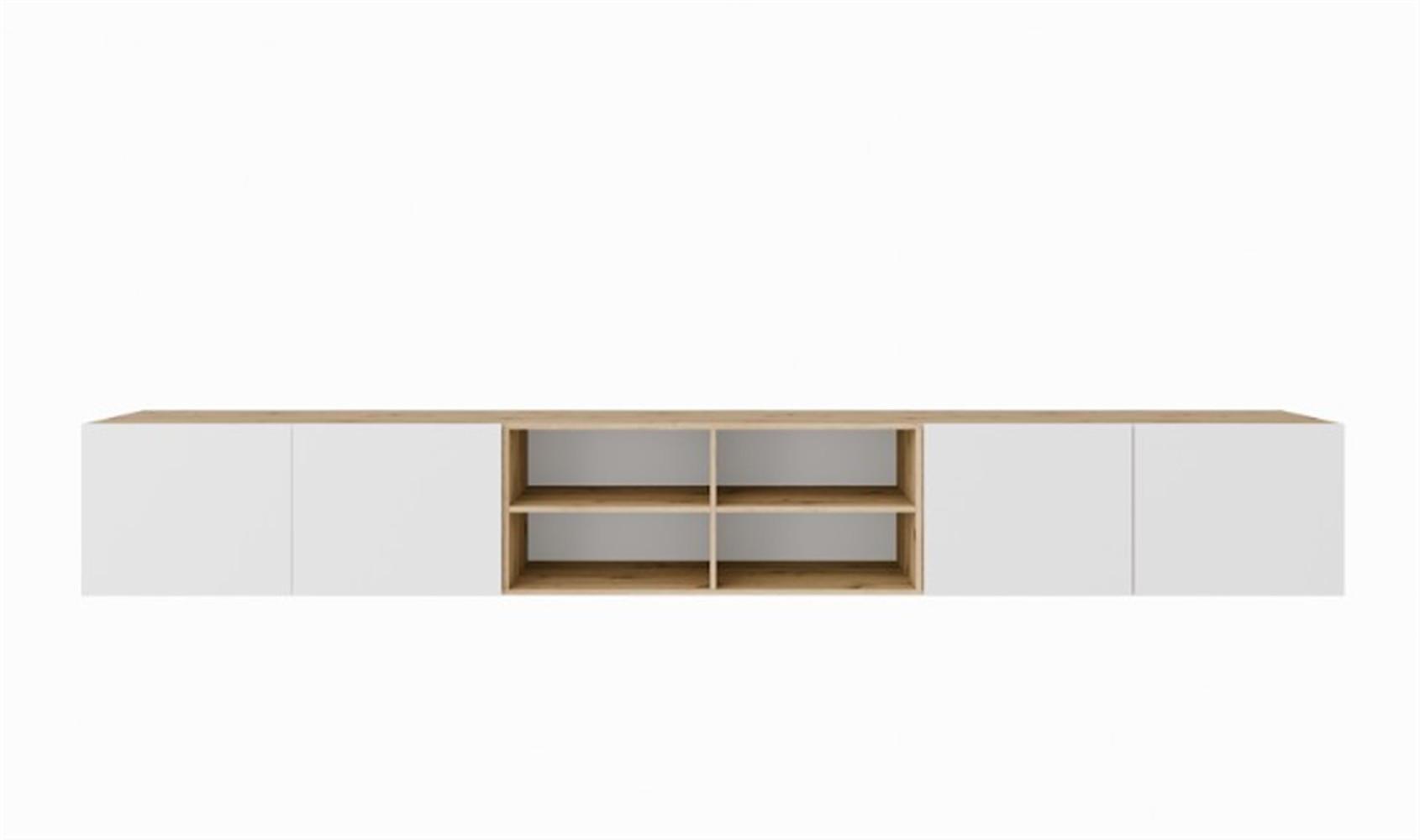 LOWBOARD MIVO 300/41/40 cm, Hängender TV-Schrank Eiche Artisan - Weiß/Eiche Artisan, Holzwerkstoff (300/41/40cm) - MASSENO