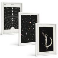 BILDER SET 3er Set - 40x60 cm Weißer Rahmen - Nachtdarstellung des Sonnensystems - Weiß, Kunststoff (40/60cm) - TULUP