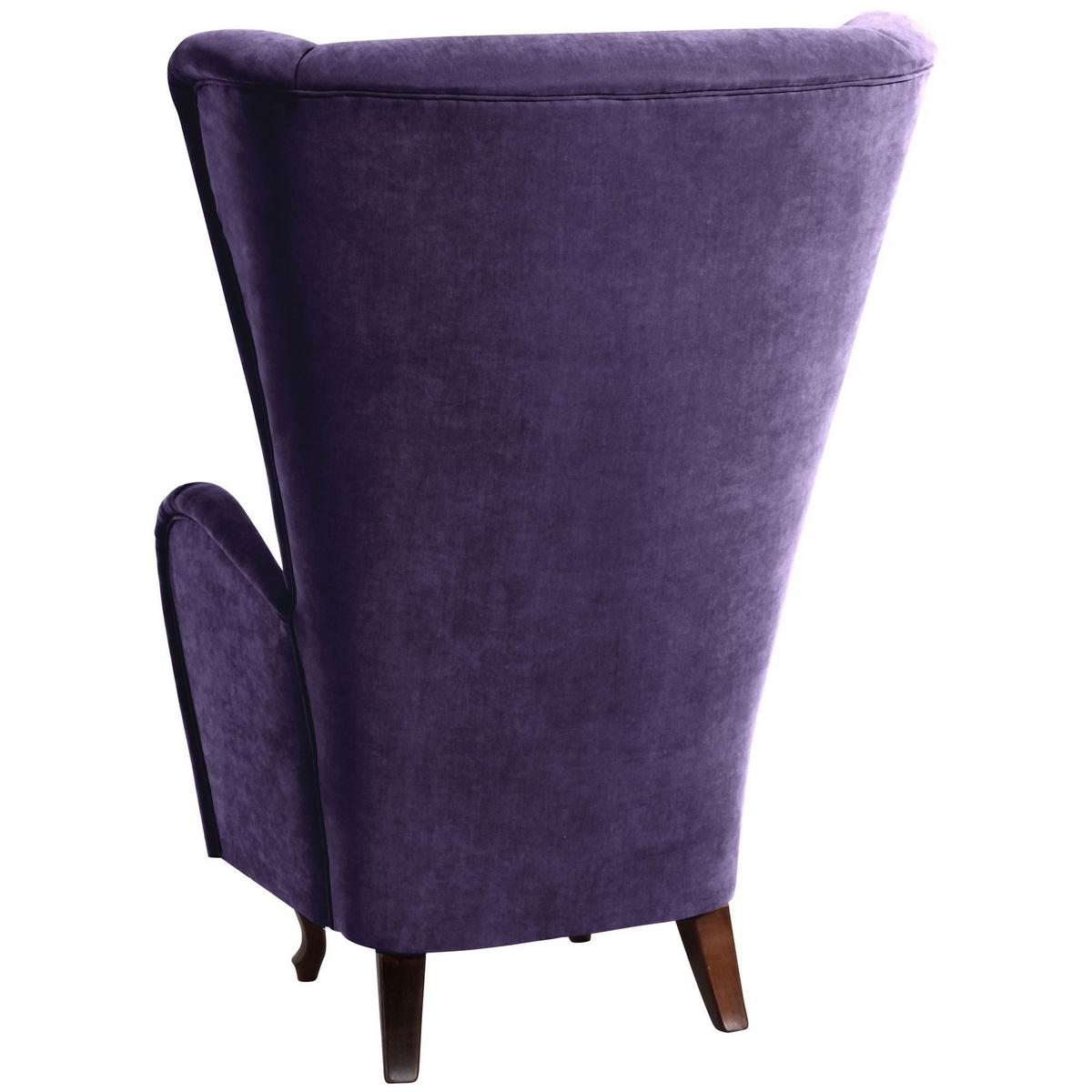 HOCHLEHNSESSEL Kailey Bezug Velourstoff Buche nussbaum dunkel / violett - Lila, Kunststoff (96/122/89cm) - 58aufmkessel