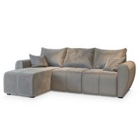 ECKSOFA MADISON Beige Plüsch-Stoff mit Schlaffunktion - Beige/Schwarz, Holz/Kunststoff (246/143cm) - MASSENO