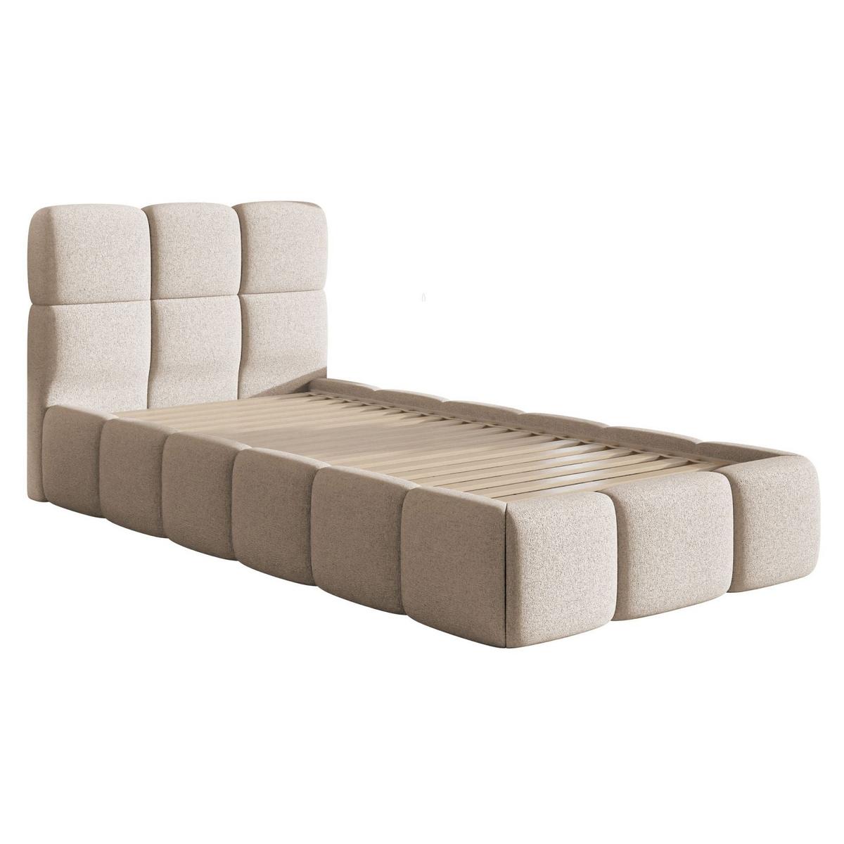 POLSTERBETT Cloudy Hellbeige Chenille, 90x200 cm - Ecru/Schwarz, Kunststoff/Textil (90/200cm) - Selsey