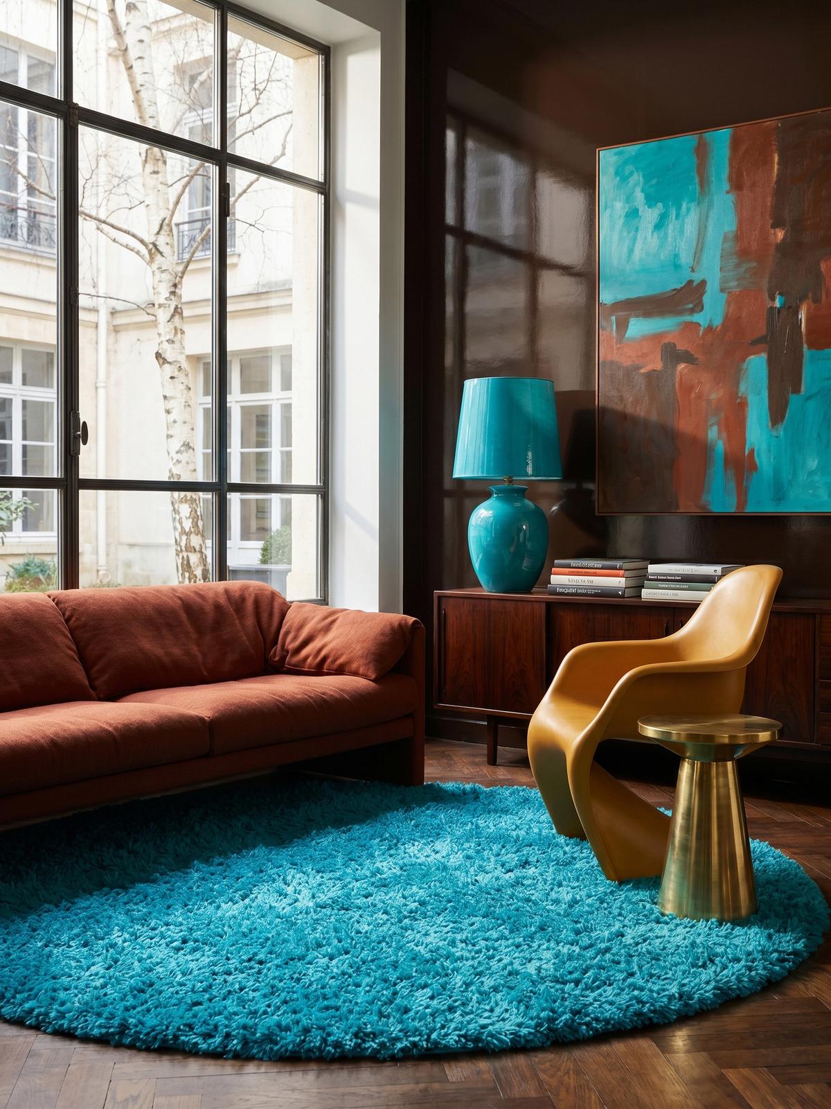 HOCHFLORTEPPICH RHEIN, einfarbig, aus Polypropylen, Türkis, Ø 200 cm - Blau, Textil (200/200cm) - KADIMA DESIGN