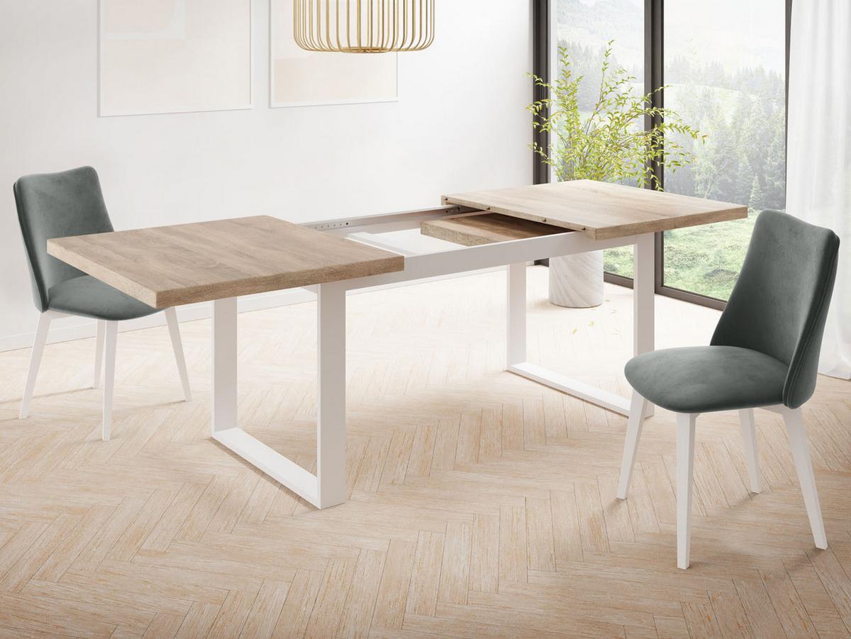 ESSTISCH Sana rechteckig ausziehbar, Sonoma Eiche 160/240/90/75 cm - Weiß/Sonoma Eiche, Holzwerkstoff/Metall (80/200/75cm) - WFL GROUP
