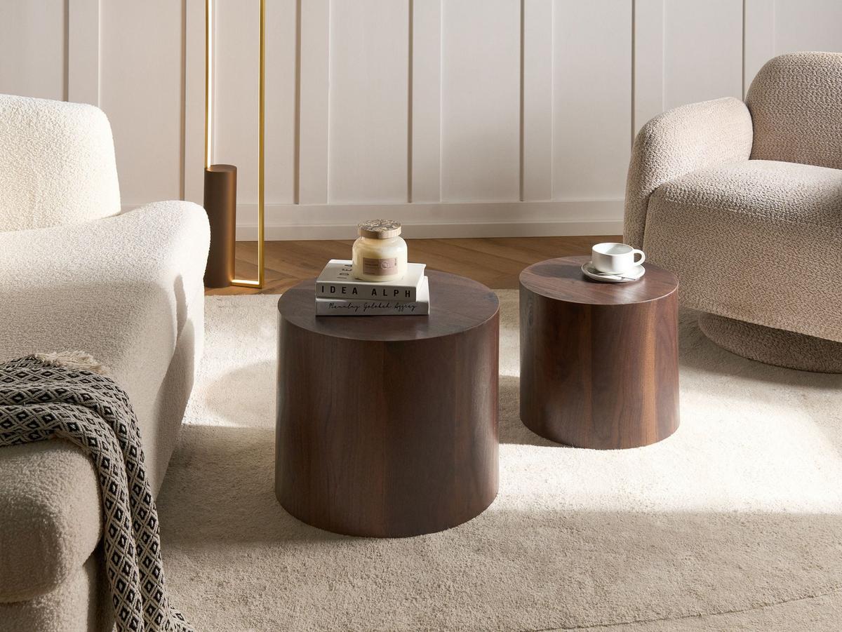 COUCHTISCH 2er-Set Dunkelbraun - Dunkelbraun, Holzwerkstoff (48/48/38cm) - Beliani