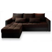 ECKSOFA KOS PIK Braun Dünner Stoff mit Schlaffunktion - Braun/Grau, Holz/Kunststoff (220/140cm) - MASSENO