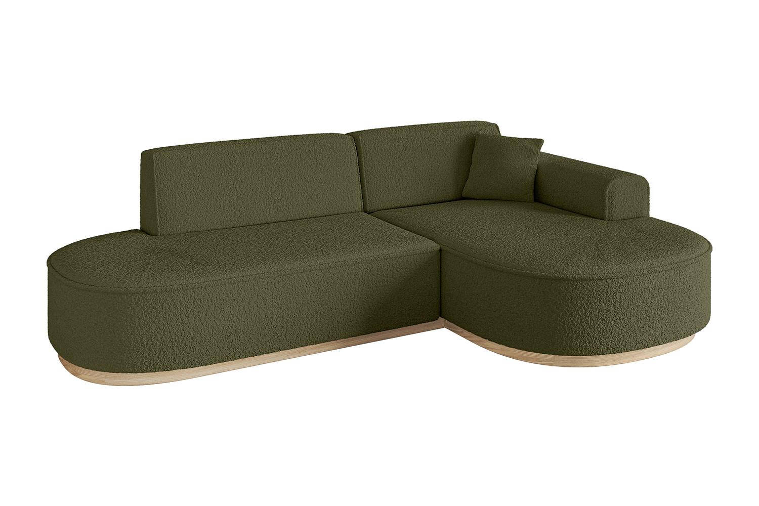 ECKSOFA Ottomane Rechts MARI-L1-v1 - 243x171x83 cm Grün Bouclé - Grün, Holzwerkstoff/Textil (171/243cm) - ALTDECOR