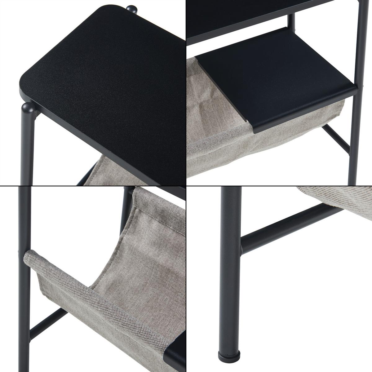 BEISTELLTISCH Samnanger - Schwarz, Holzwerkstoff/Textil (60/28/53cm) - [en.casa]
