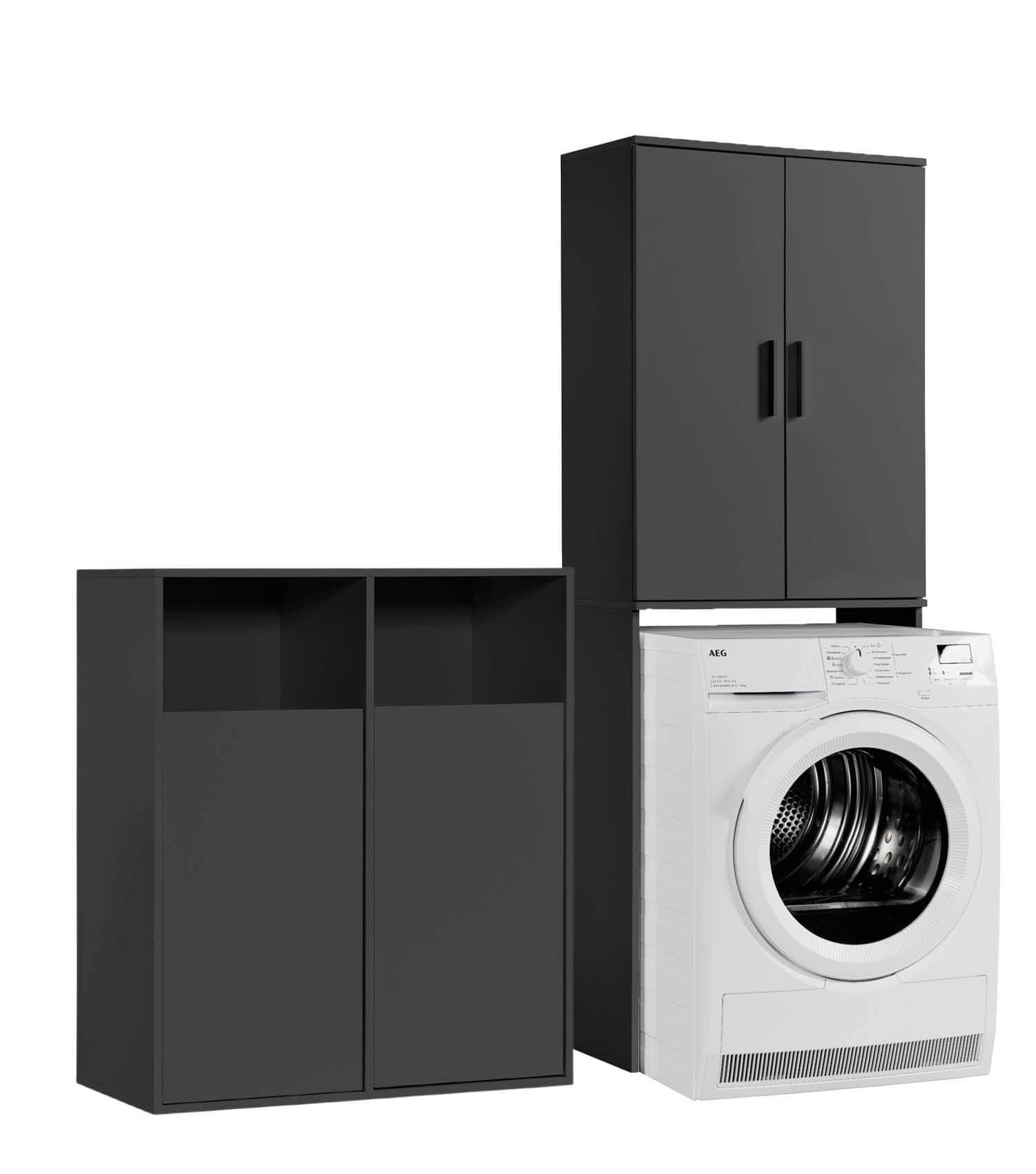 MEHRZWECKSCHRANK SET Der Allzweckwaffe - Schwarz, Holzwerkstoff (145/180/40cm) - Mokebo