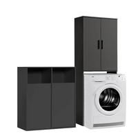 MEHRZWECKSCHRANK SET Der Allzweckwaffe - Schwarz, Holzwerkstoff (145/180/40cm) - Mokebo