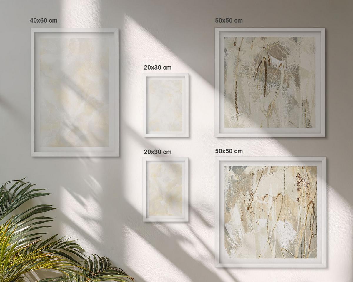 BILDER SET 5er Set - 50x50 cm & 20x30 cm & 40x60 cm Weißer Rahmen - Helles Strukturfarbendesign - Weiß, Kunststoff (40/60cm) - TULUP