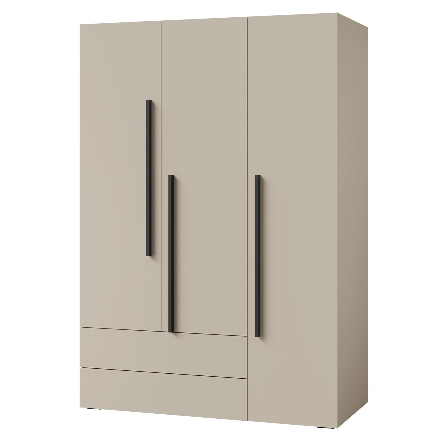 DREHTÜRENSCHRANK Largo mit 3 Türen und 2 Schubladen, für Jugendzimmer, 135 cm, Kaschmir - Kaschmir, Holzwerkstoff (135/195/60cm) - Beautysofa