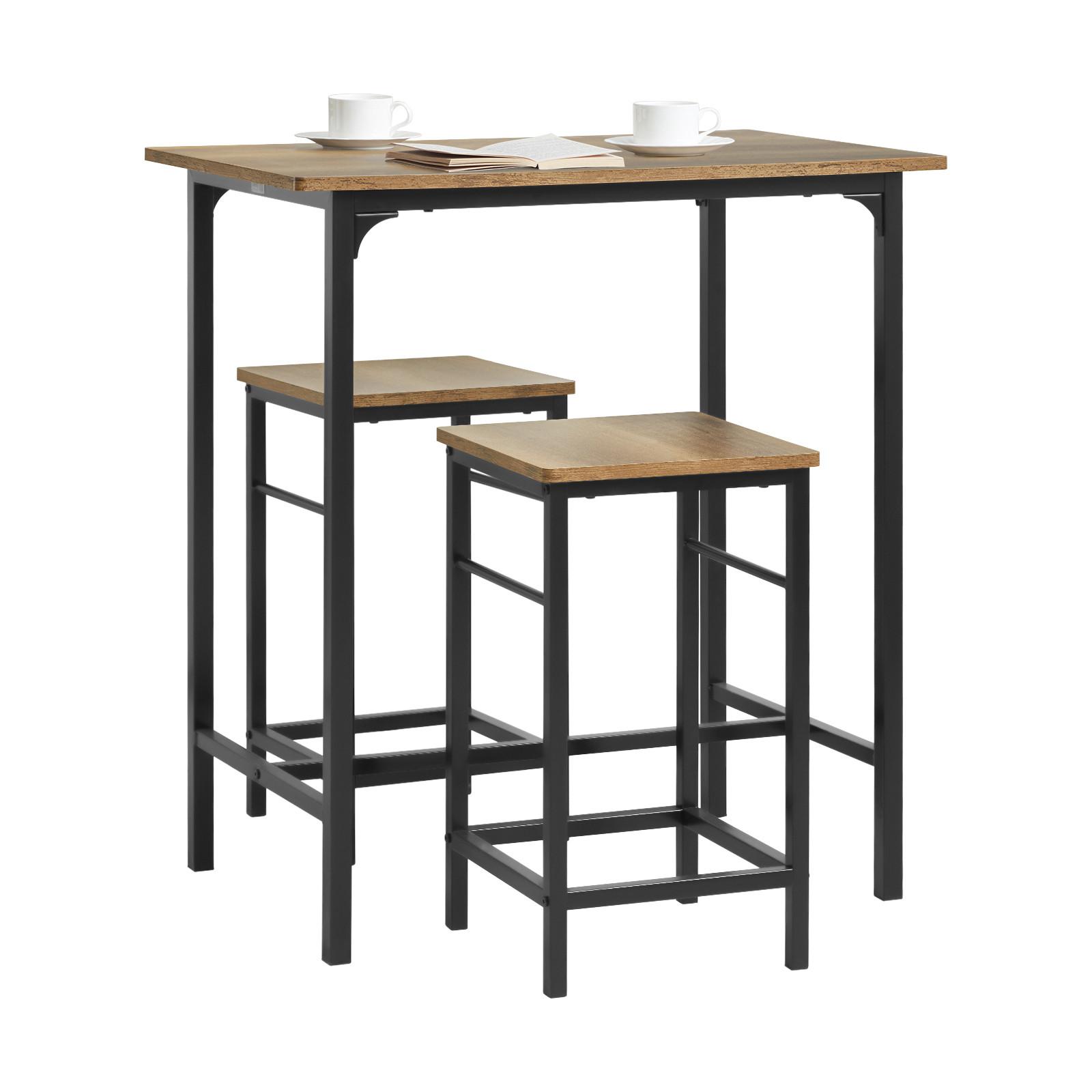 BARTISCH + 2 x BARHOCKER - Braun, Holzwerkstoff/Metall (80/88/50cm) - SoBuy